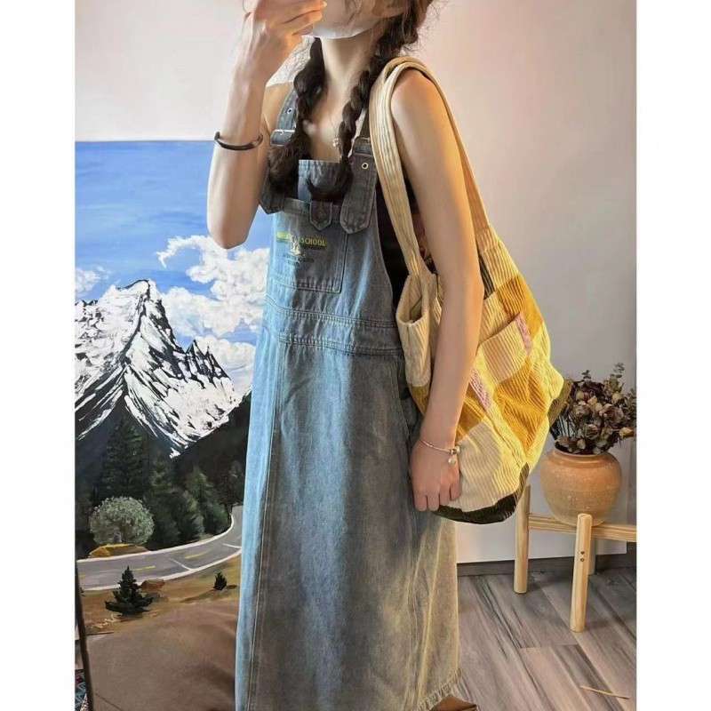 オーバーオール風デニムワンピース