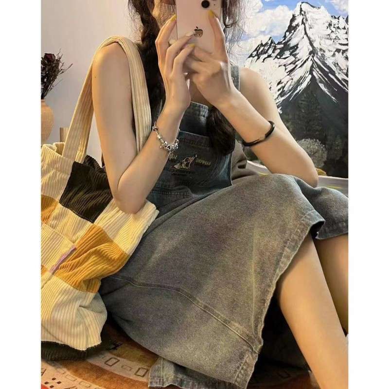 オーバーオール風デニムワンピース