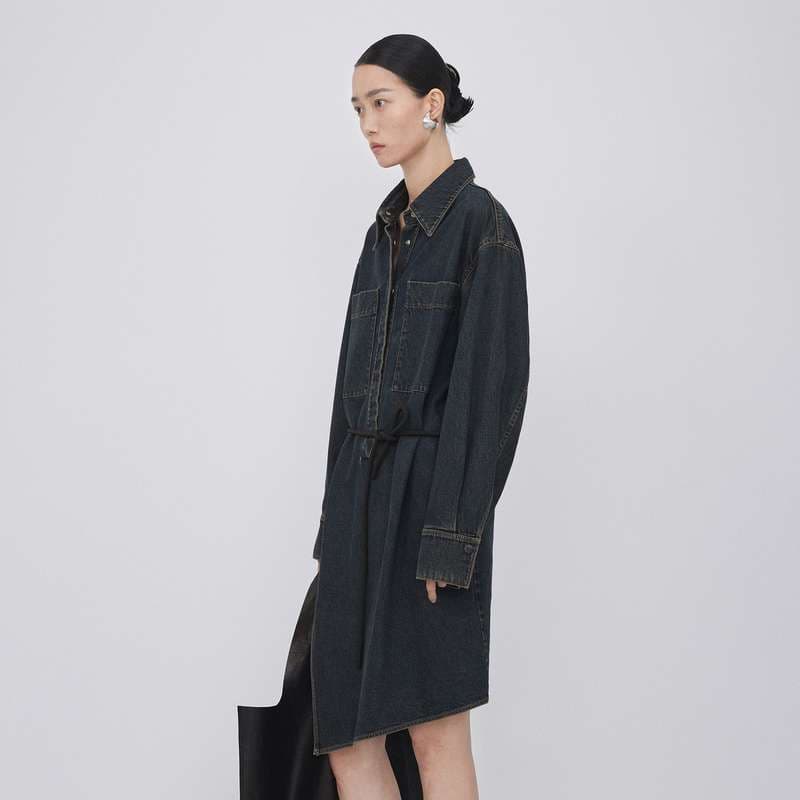 デニムワンピース オーバーサイズデニムシャツワンピース