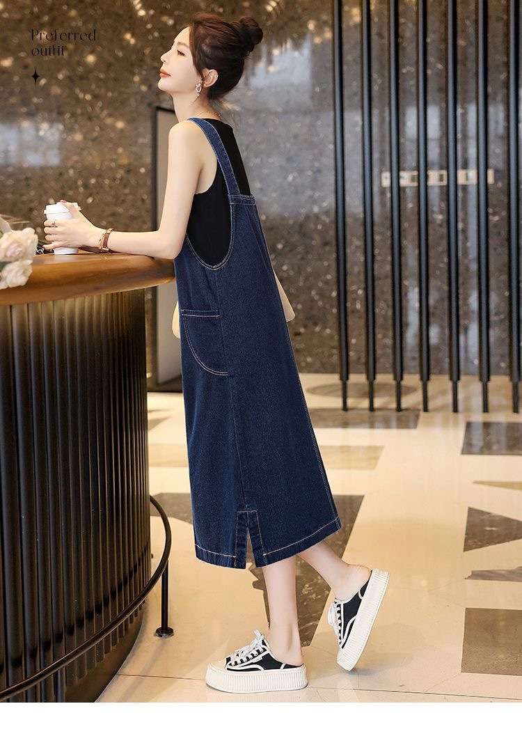 デニムワンピース シンプルデニムジャンパースカート