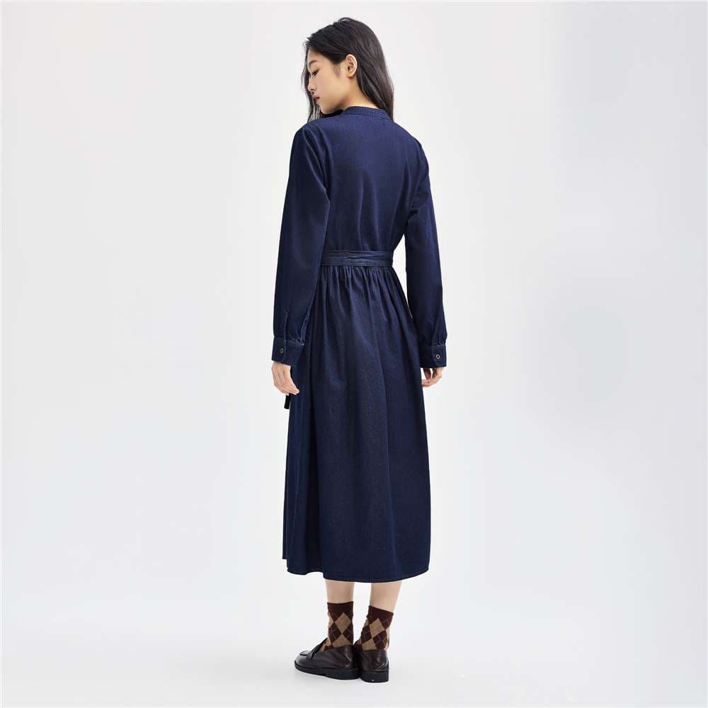 デニムワンピース シャツカラーワンピース