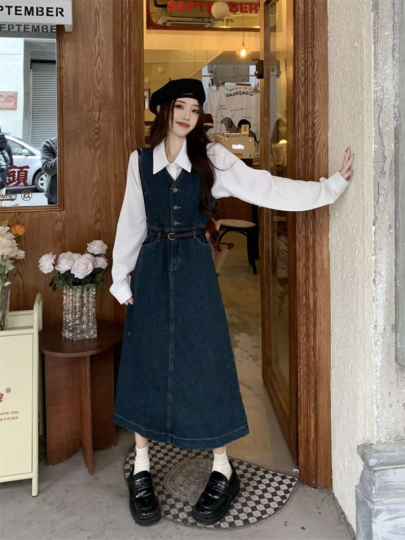 デニムワンピース クラシカルデニムジャンパースカート