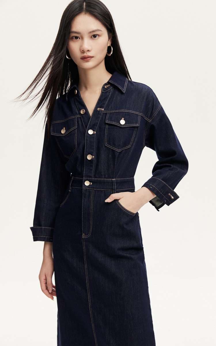 デニムワンピース デニムロングワンピース