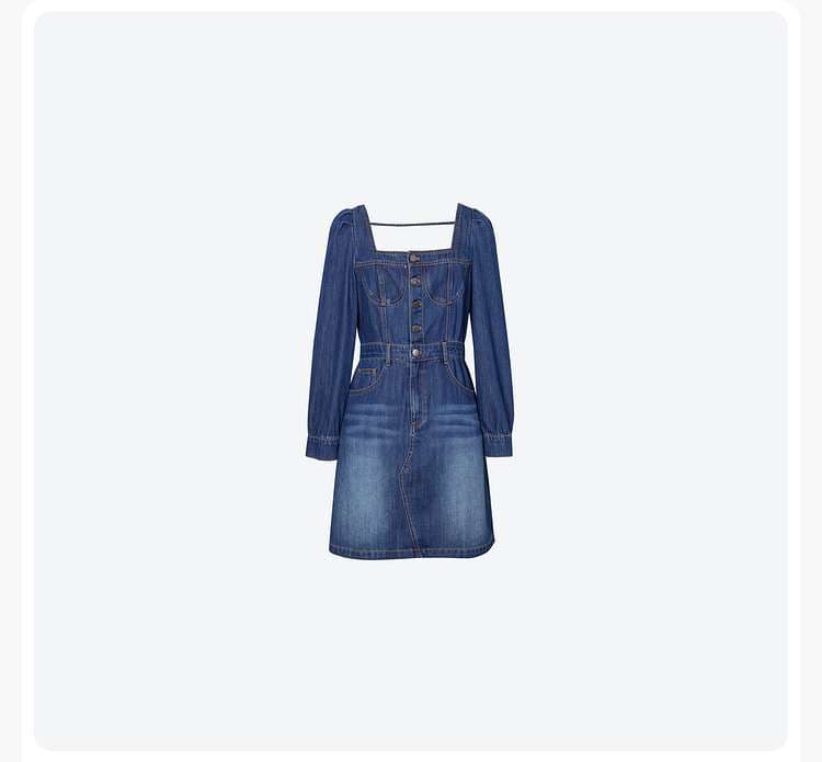 スクエアネックデニムワンピース