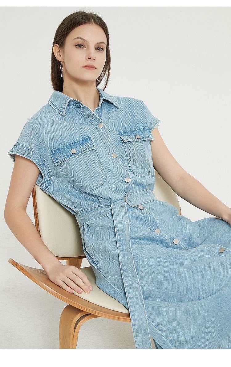 デニムワンピース さわやかデニムシャツワンピース