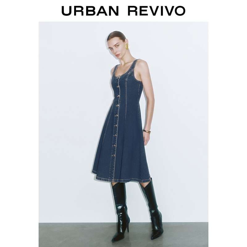 前開きデニムワンピース