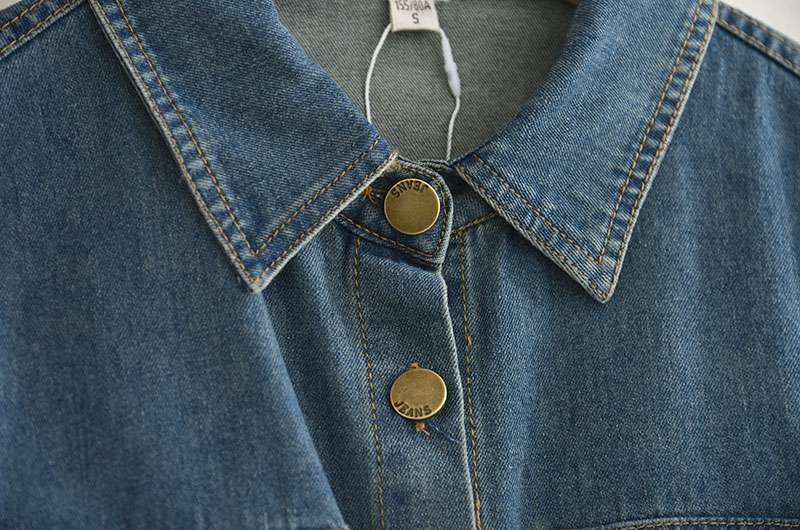 デニムワンピース ベルト付きデニムシャツワンピース