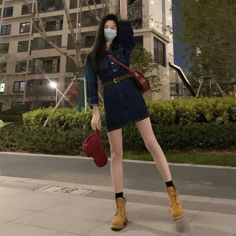 デニムワンピース ベルト付き