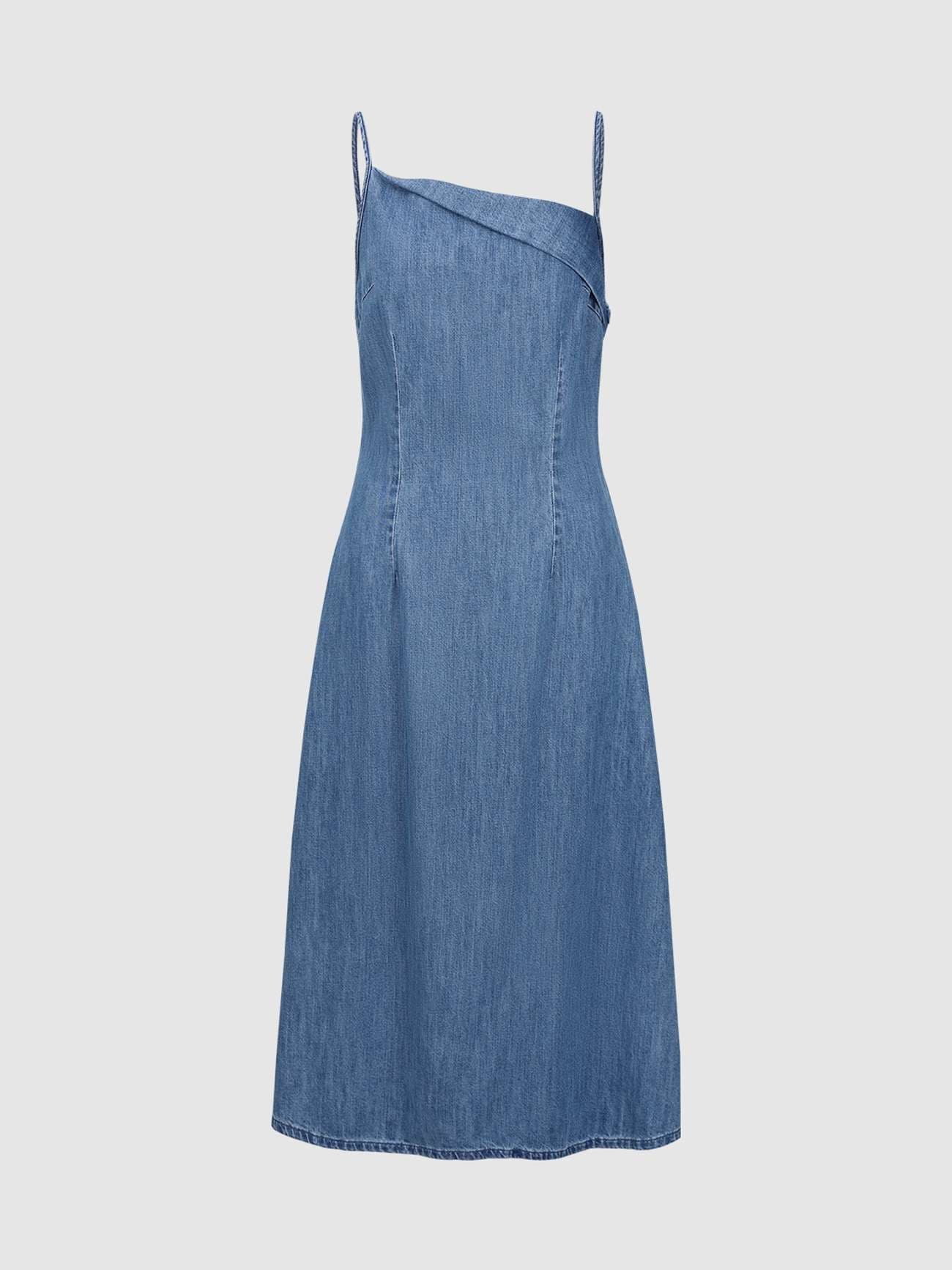 デニムワンピース 夏のデニムスリップドレス