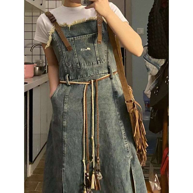 オーバーオール風デニムワンピース